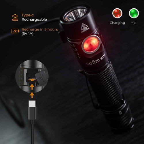sofirn SP35T 3800 Lumens EDC Flashlight Rechargeable Bundle SC31T Tactical Flashlight 2000 Lumens