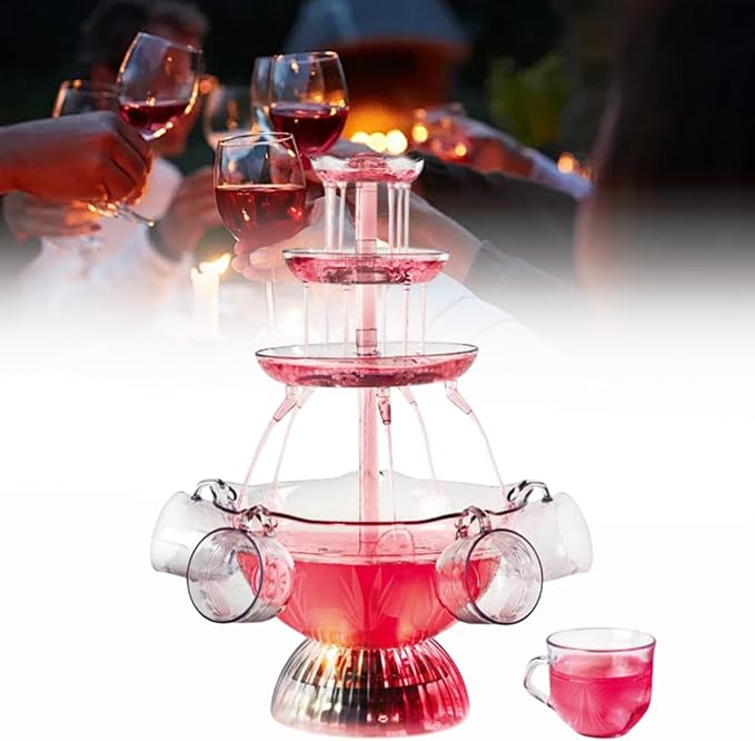 Electric Stainless Steel Champagne Fountain,3-Layer Red Wine/Juice Fountain Machine,Stainless Steel Electric Commercial Re...