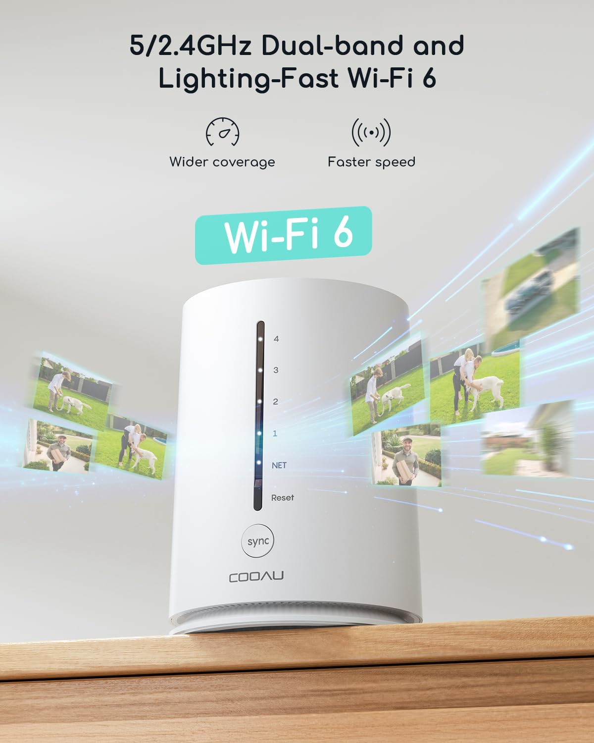 COOAU 4MP Solar Security Cameras Wireless Outdoor, 64GB Local Storage Outdoor Camera Wireless System, 360° Home Security, 5GHz & 2.4GHz WiFi, No Monthly Fee, Color Night Vision, PIR Motion Detection