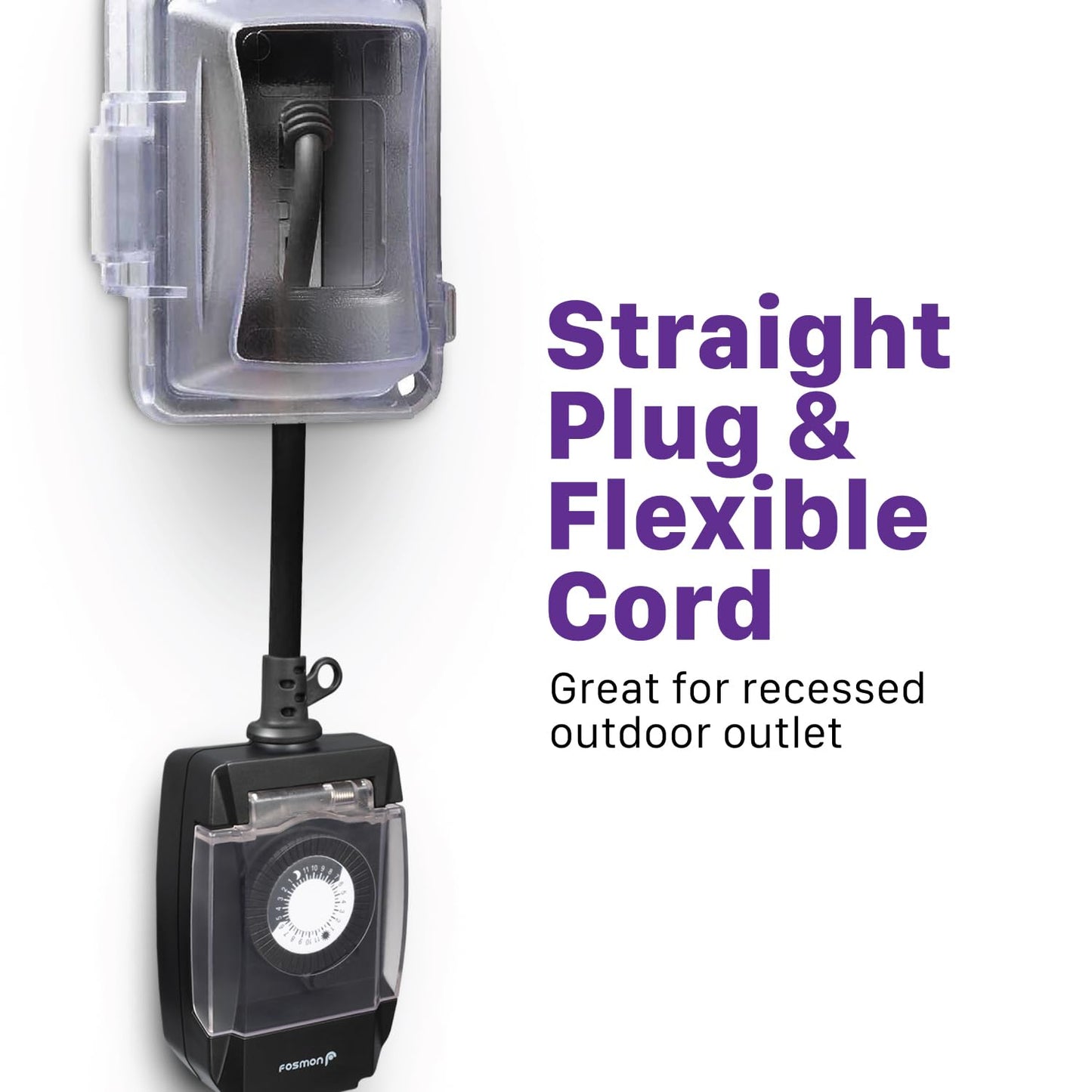 Fosmon Outdoor Light Timer Outlet Waterproof, 24 Hour Plug In Mechanical Pool Pump Timer Weatherproof, 3-Prong, Grounded, Heavy