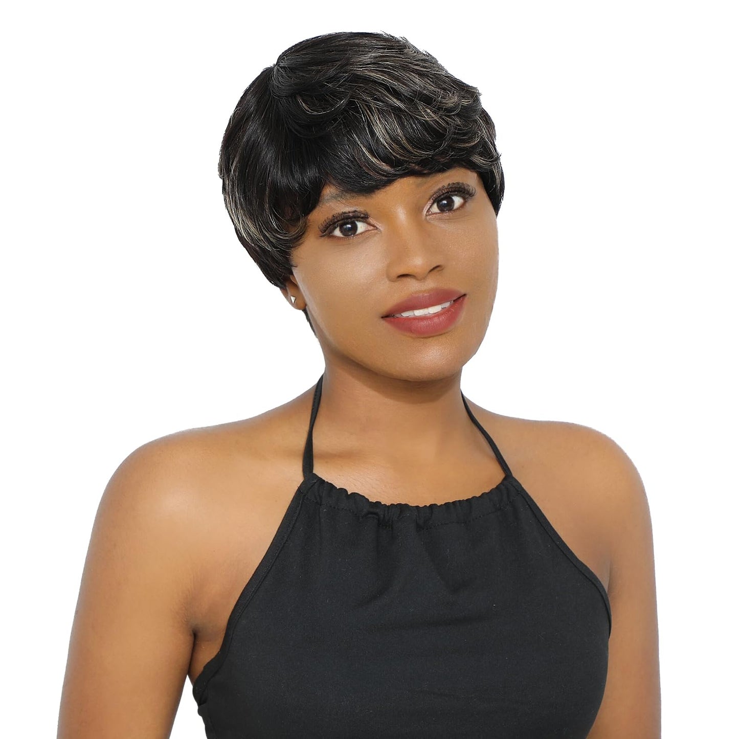 YOUKNOWIG Human Hair Short Wigs Pixie Cut Wigs With Bangs Brazilian Remy Human Hair Wigs For Black Women Full Machine Made Wig 1