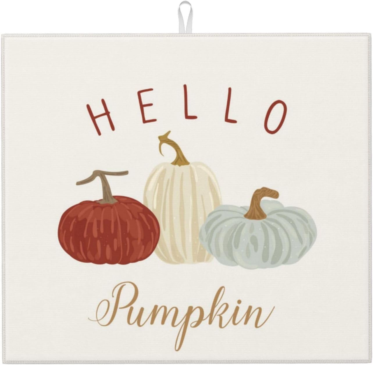 Dish Drying Mat Pumpkin Thanksgiving Autumn for Kitchen Counter Absorbent 16x18 Inch Microfiber Dishes Plate Glass Dry Draining Pad Reversible Washable
