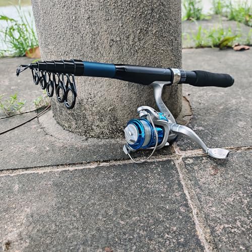 Telescopic Fishing Rod Reel Kit 2PCS 6.89FT Collapsible Pole Spinning Reel Combo with Fishing Lures Fishing Gripper Fishin...