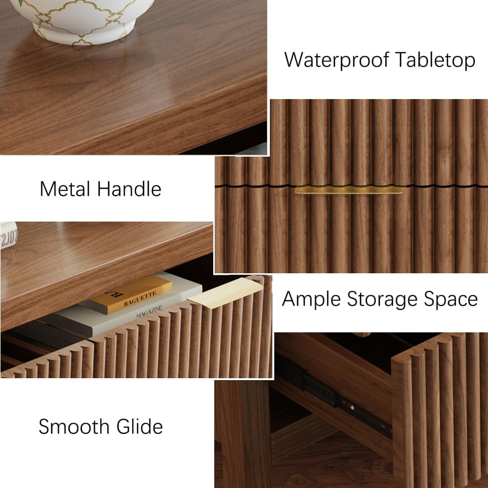 JZXSHD 9 Drawers, Modern Large Chest Mid Century Modern Dresser TV Stand, Storage Organizer Dresser with Solid Natural Wood Legs for Bedroom, Living Room, Hallway, Walnut Oak