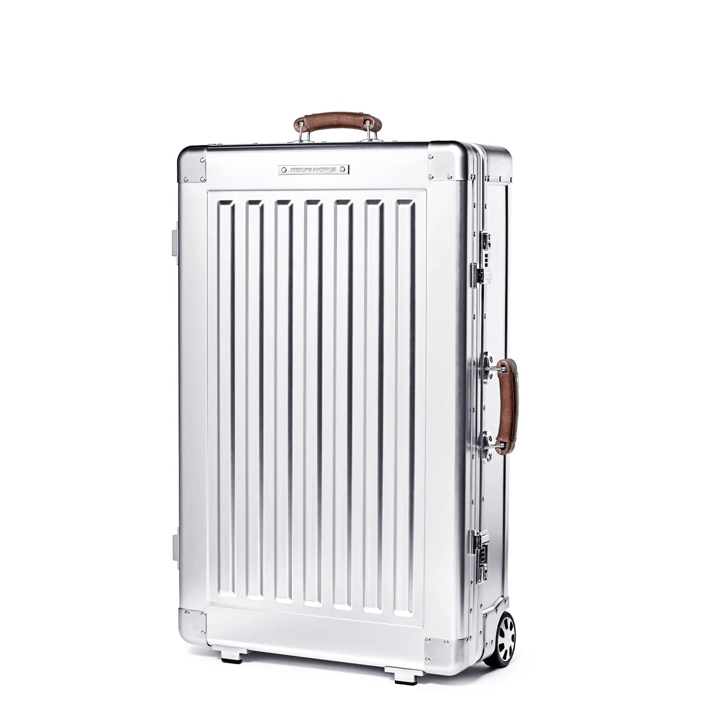 Sterling Pacific - 80L Check In Travel Case – Full Aluminum Luggage, Italian Leather Handles