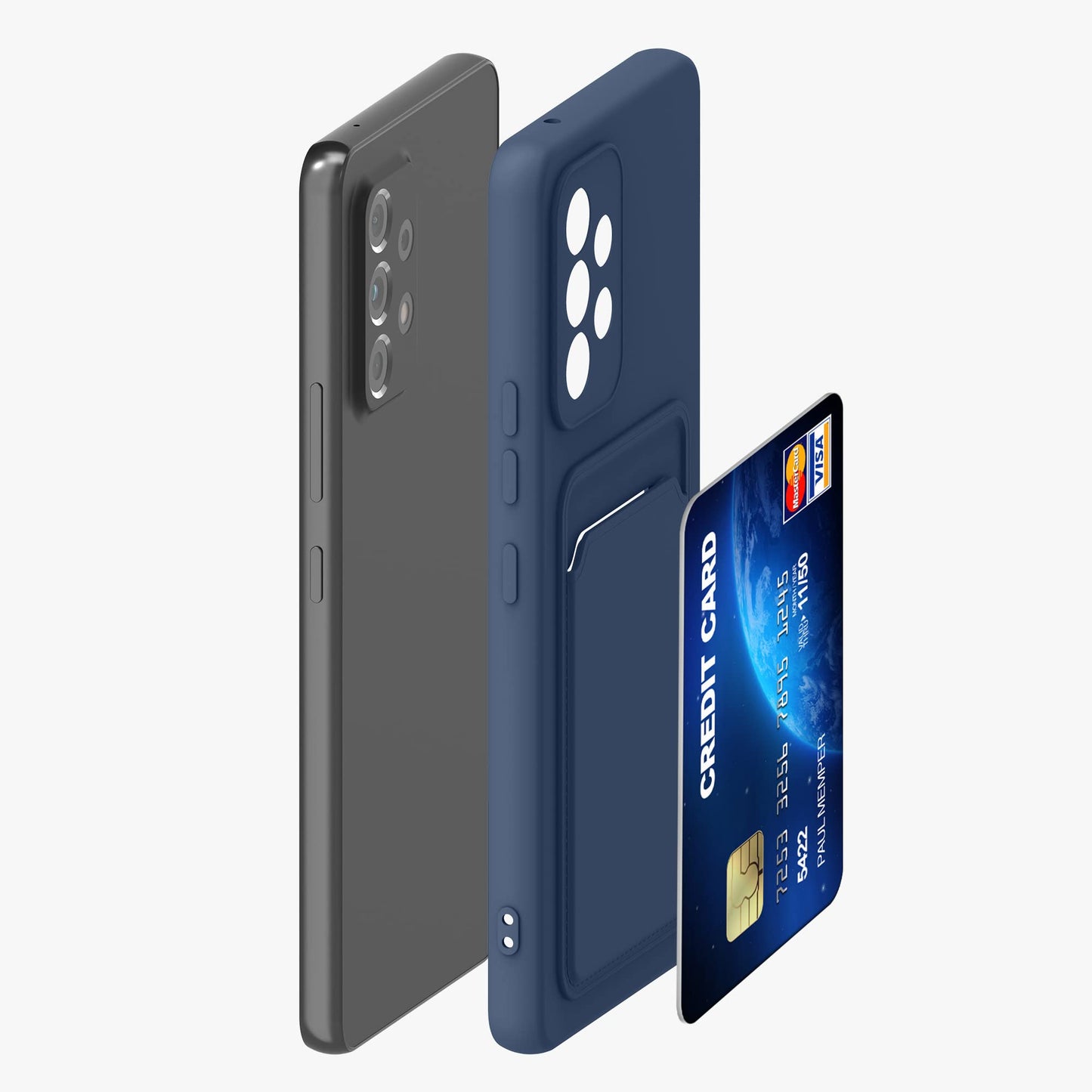 Kwmobile Case Compatible With Samsung Galaxy A53 5G Case - Tpu Phone Cover With Credit Card Holder - Dark Blue