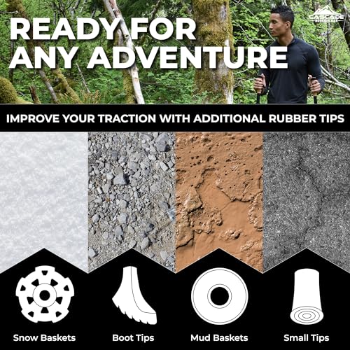 Cascade Mountain Tech Trekking Poles - Carbon Fiber Monopod Walking or Hiking Sticks with with Accessories Mount and Adjus...