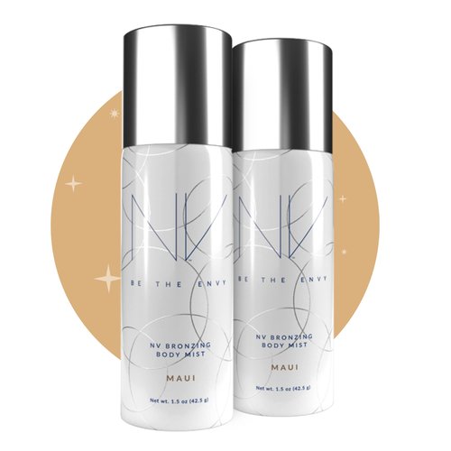 Be the Envy NV Bronzing Body Mist | Maui | Buildable Coverage | Lightweight, Smooth Airbrush Finish | Moisturizing Treatment with Antioxidant Vitamins & Botanicals | 2 Can Set | 1.5 oz Each