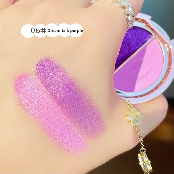 Double color eye shadow, high pigment eye makeup palette, matte shimmer metal eye shadow powder, waterproof and durable color eye makeup (06#Dream talk purple)