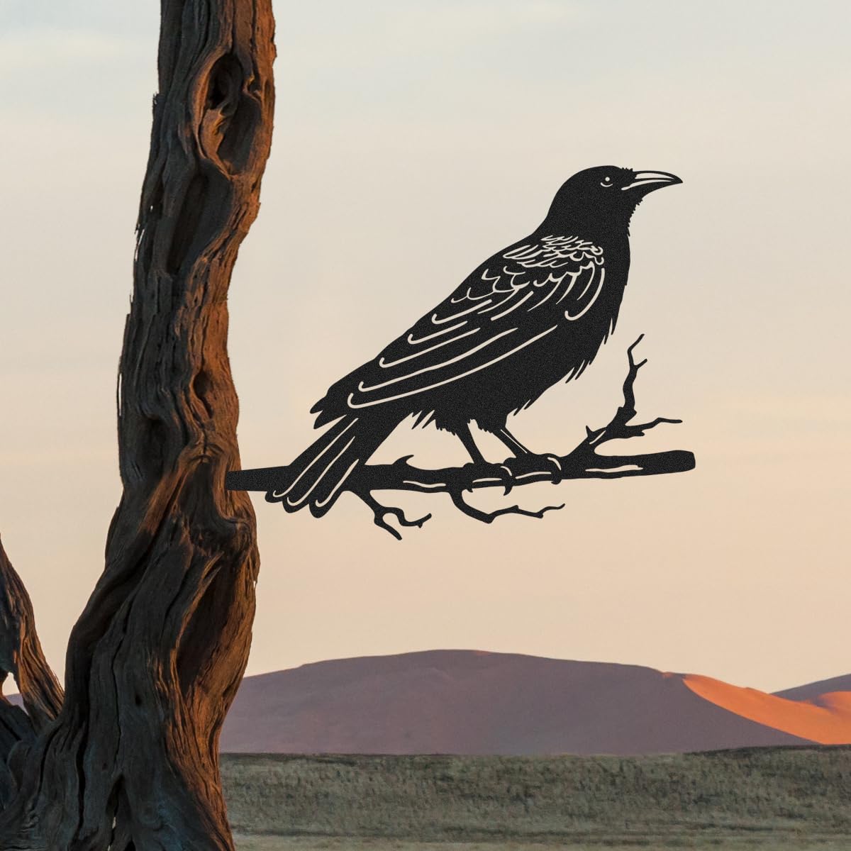 OULYDEKO Raven Decor,Metal Birds Yard Decor,Metal Yard Art Outdoor and Garden,Tree Decorations Outdoor,Yard Animals,Black Crows Halloween Decor