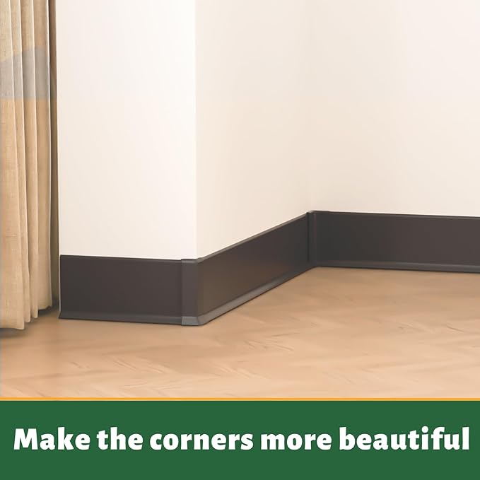 GAMZAU Baseboard Corner Blocks 6inch Height, Self Adhesive 3 Inside + 3 Outside Corners-Connector Between The Cove Base Wall Base Rubber Moulding Trim, Perfect Match for Our S152 Baseboard(Black)