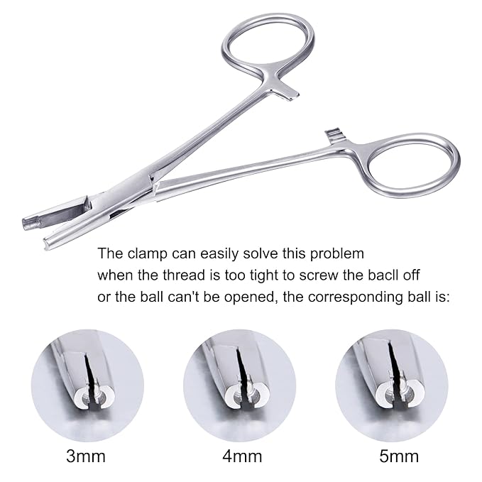 DJCIW 3mm Jaw Piercing Ball Removal Tool,Stainless Steel Dermal Anchor Forceps for Dermal Tops Unscrew or Screw Ball Pliers for Nose Septum Earrings Lip Ring