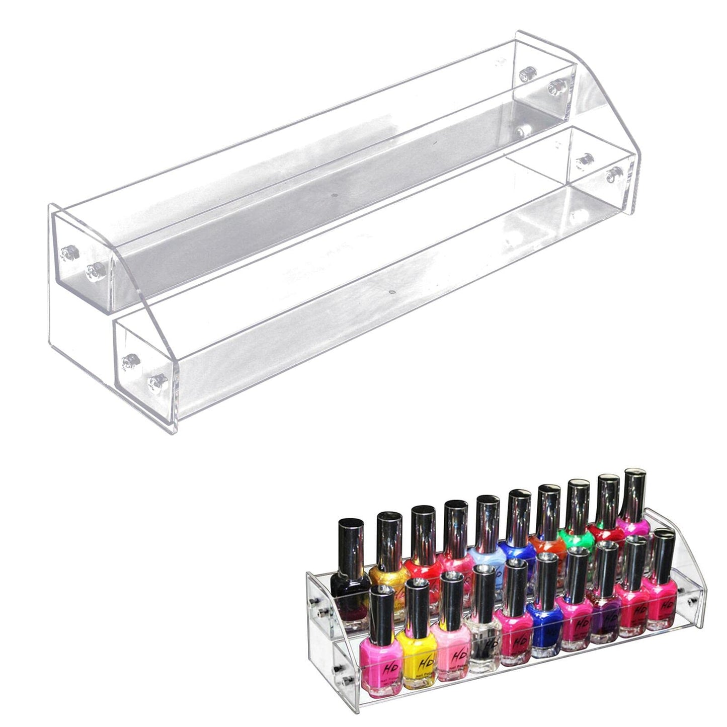 Nail Polish Organizer,2 Tier Clear Acrylic Nail Polish Holder,Trapezoid Nail Polish Display Rack Storage Rack,Storage Display Ho