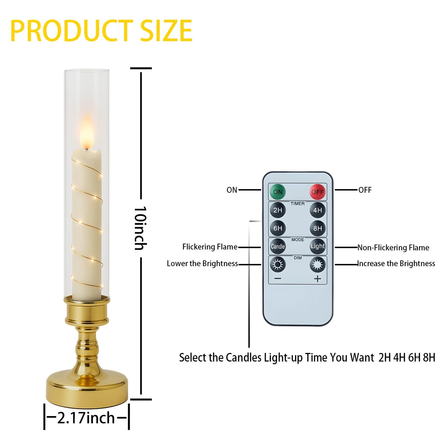 Prerish 6 PCS Flameless Candles with Remote Timer, Flickering LED Candles Romantic Ambiance with Embedded Star String, Gold Battery Perated Candles Decoration for Wedding Home Table Window Christmas