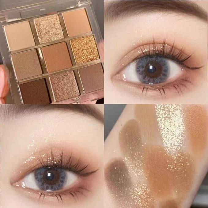 Kayswang 9 colors glitter eyeshadow palette makeup palette matte high pigment color cream texture natural eye shadow powder eye shadow palette in autumn and winter long lasting & waterproof (red)