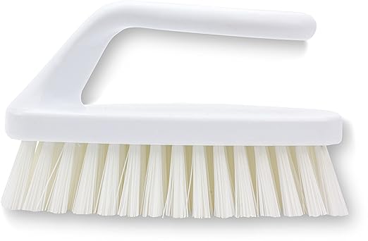 SPARTA Scrub Brush with Iron Shaped Handle and Stiff Bristles, Heavy Duty Scrubber Brush for Kitchen, Bathroom, Shower, Tile, Sink, Carpet and Bakepans, Polypropylene, 6 Inches, White, (Pack of 6)