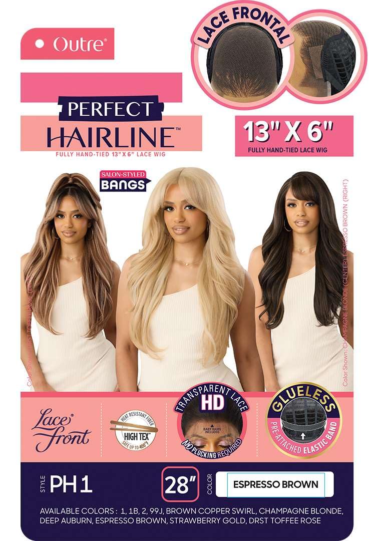 Outre Lace Front Wig -Perfect Hair Line 13X6 - PH 1 (JET BLACK 1)