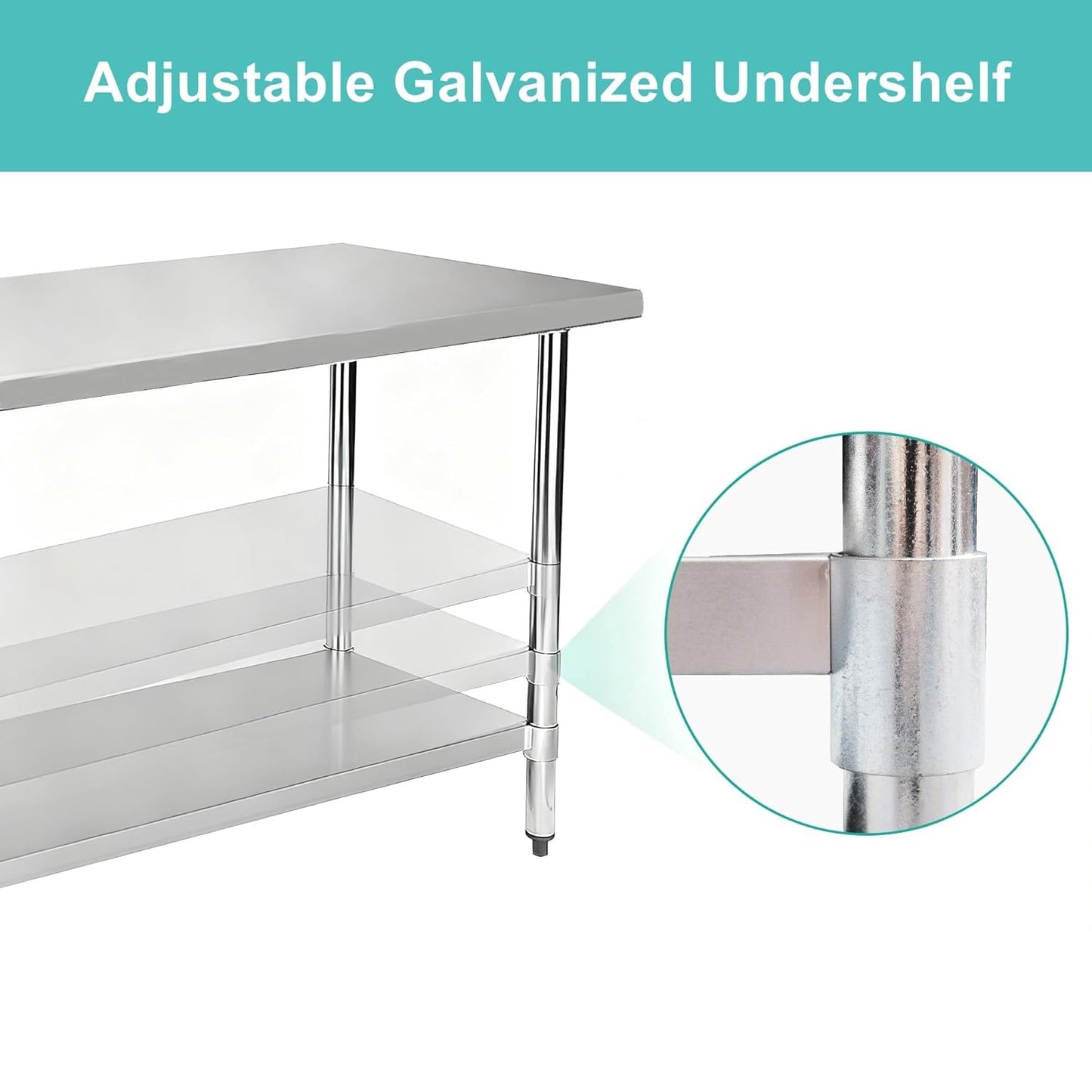 Okeyolive Stainless Steel Work Table 24 x 36 Inch, NSF Commercial Prep Table with Undershelf, Heavy Duty Food Prep Workstation