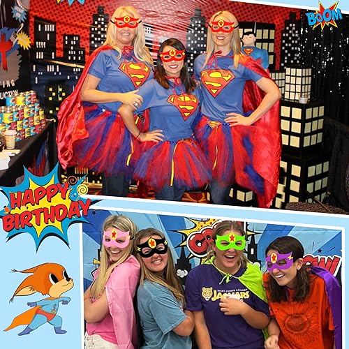 iROLEWIN Superhero-Cape and Mask for Adults Women Men Super Hero Dress-up Costume Spirit Day Team Halloween Party Favors Gift