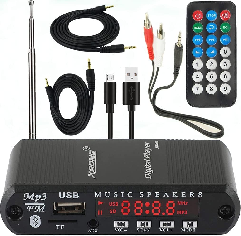 Bluetooth Audio Receiver Fm Radio,Mp3 Digital Player,Led 4-Digital Display,Sd Card/Usb Playback 3.5Mm Audio Output(Black)