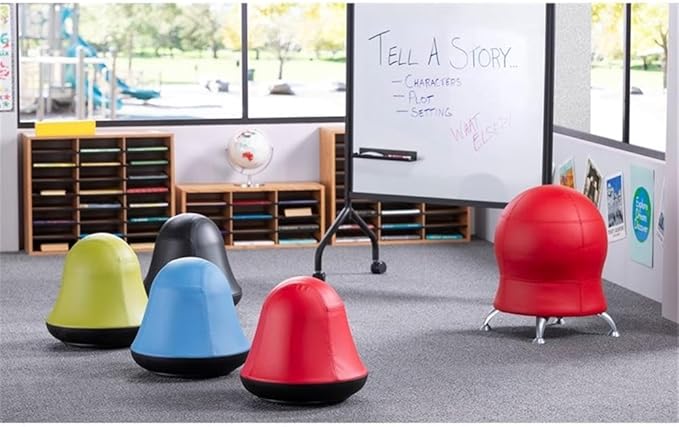 Safco Runtz Swivel Ball Chair for Kids, Anti-Burst, Exercise Ball Chair, 360° Rotation, Supports Movement, Better Posture and Balance, Blue