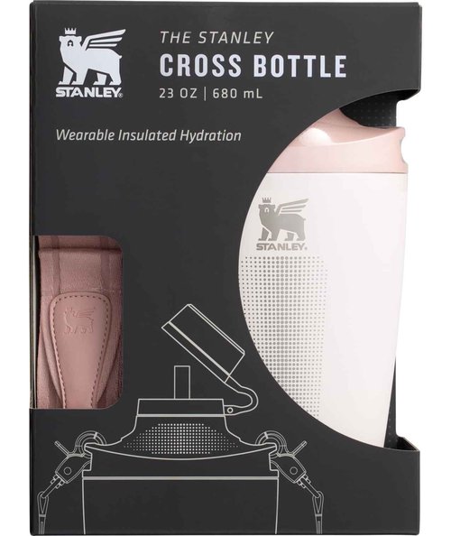 Stanley Cross Bottle 23 oz | Travel Water Bottle with Jacquard Strap | Leakproof Tritan Lid with Removable Straw | Insulated Stainless Steel | BPA-Free | Rose Quartz