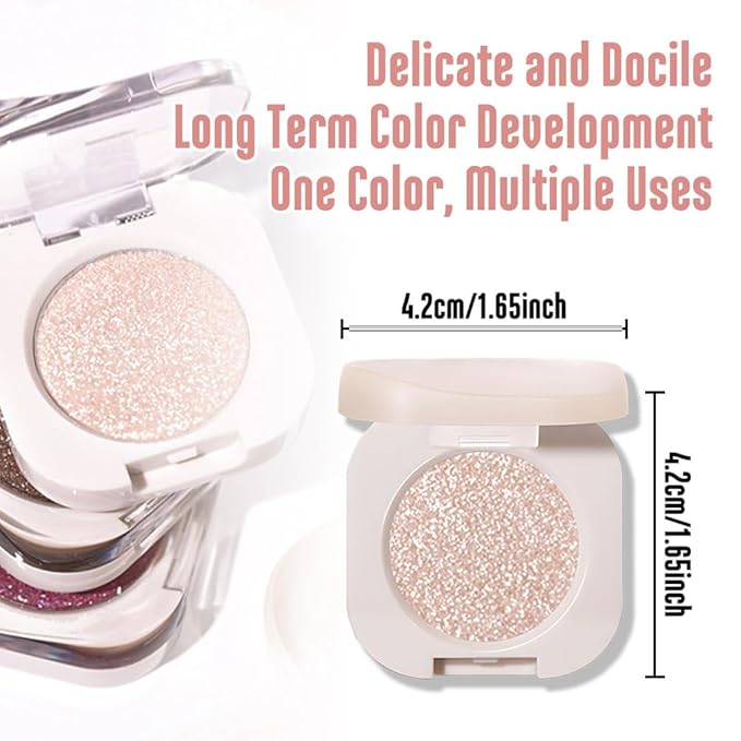 2Pcs Glitter Shimmer Sparkle Eyeshadow Palette Makeup For Mature Women, Light Brown Pearl White Glitter Shimmer Metallic Holographic Multichrome Cream Iridescent Single Monochrome Eye Shadow Makeup
