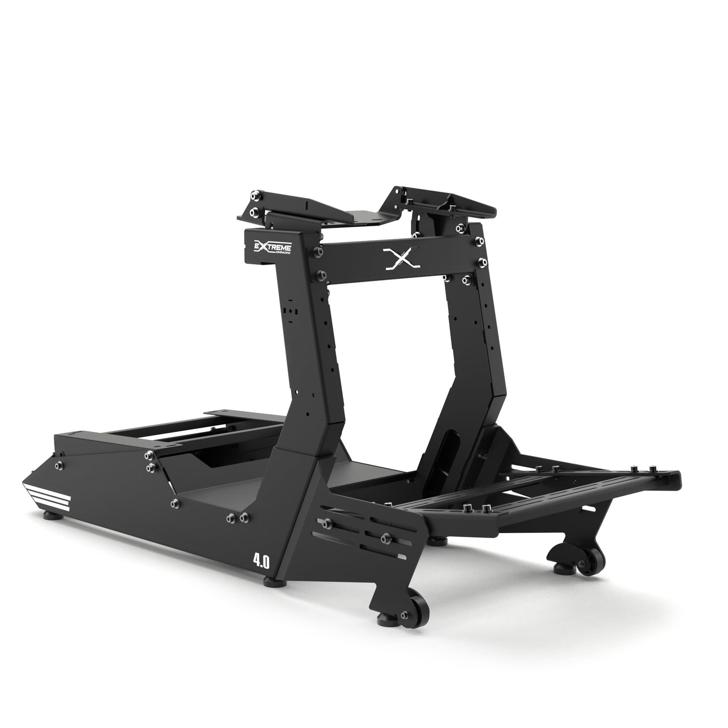 Extreme Simracing Chassis 4.0 (Black) + Horizontal Mount | Compatible with Logitech, Thrustmaster, Simagic, Moza & SimCube | Adjustable Racing Simulator Cockpit with Heavy-Duty Steel Construction