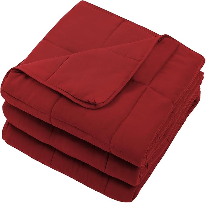Red Weighted Blanket for Adults 15lbs, 48"x72", Twin Full Size Cooling Heavy Throw Blanket for 120-160lbs, Microfiber Soft Thick Big Blankets Weighted Comforter Breathable Gift for Sleeping