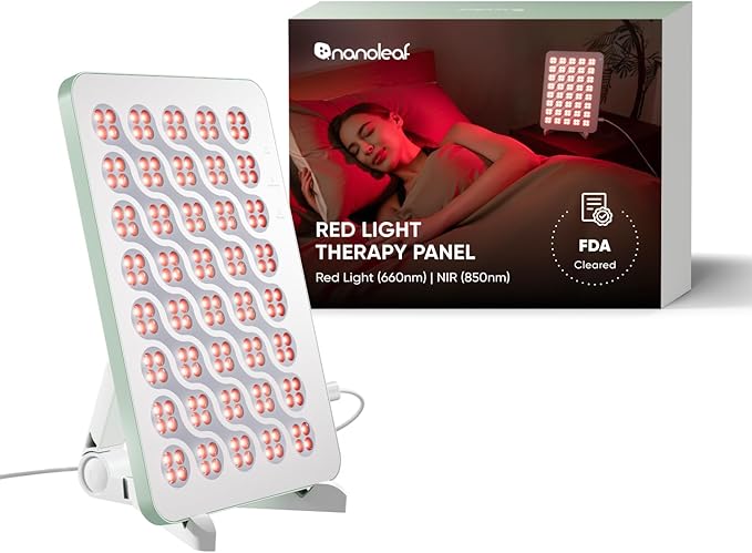 Nanoleaf Red Light Therapy Panel for Face and Body, 660nm & 850nm LED Red Light Therapy Device for Anti-Aging, Muscle Recovery, Therapy Panel with Adjustable Stand & Protective Eyewear for Home Use