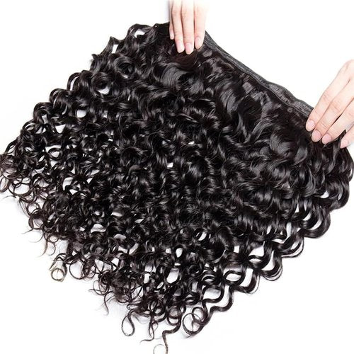 Water Wave Human Hair Bundle for Black Women 20 22 24 Inch Wet and Wavy 3 Bundles Brazilian Virgin Water Wave Bundles Natural Black Color Hair Extensions