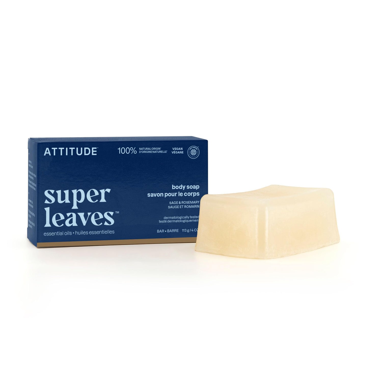 ATTITUDE Body Soap Bar, Natural Origin,Protects and Softens Dry Skin, Coconut & Olive Oils, For Men and Women, EWG verified & Ve