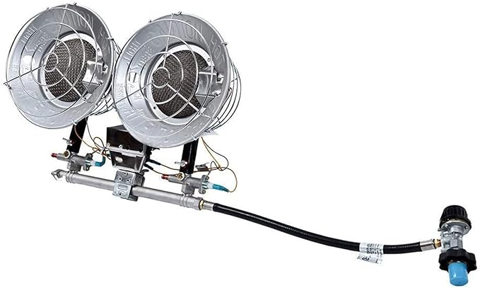 Remington 32,000 BTU LP Propane Double Head Tank Top Heater | Great for Parties, Garages, Barns and Workshops (REM-32-TTC-O)