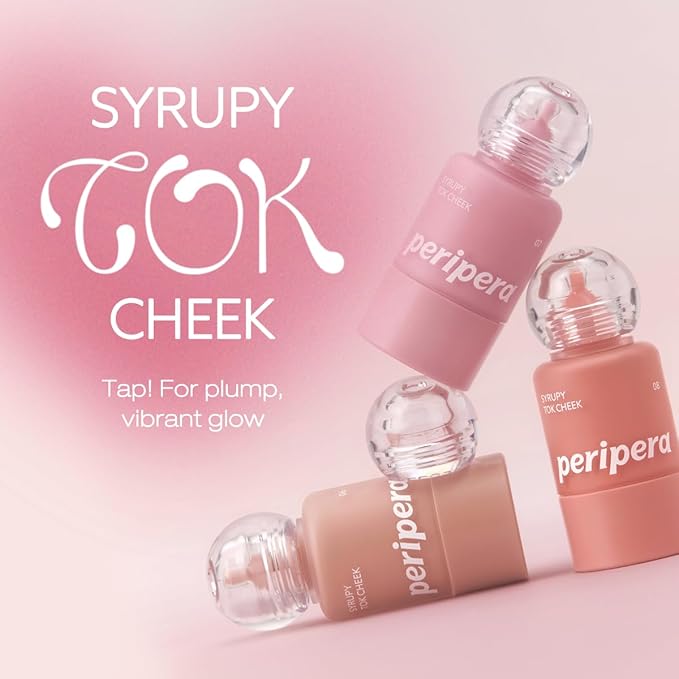 PERIPERA SYRUPY TOK CHEEK 5 Colors, Liquid Blush, Dewy Finish and Hydrates All day, Soft Velvet Texture Face Cheek Tint (07 AIRY PINK, One Size)
