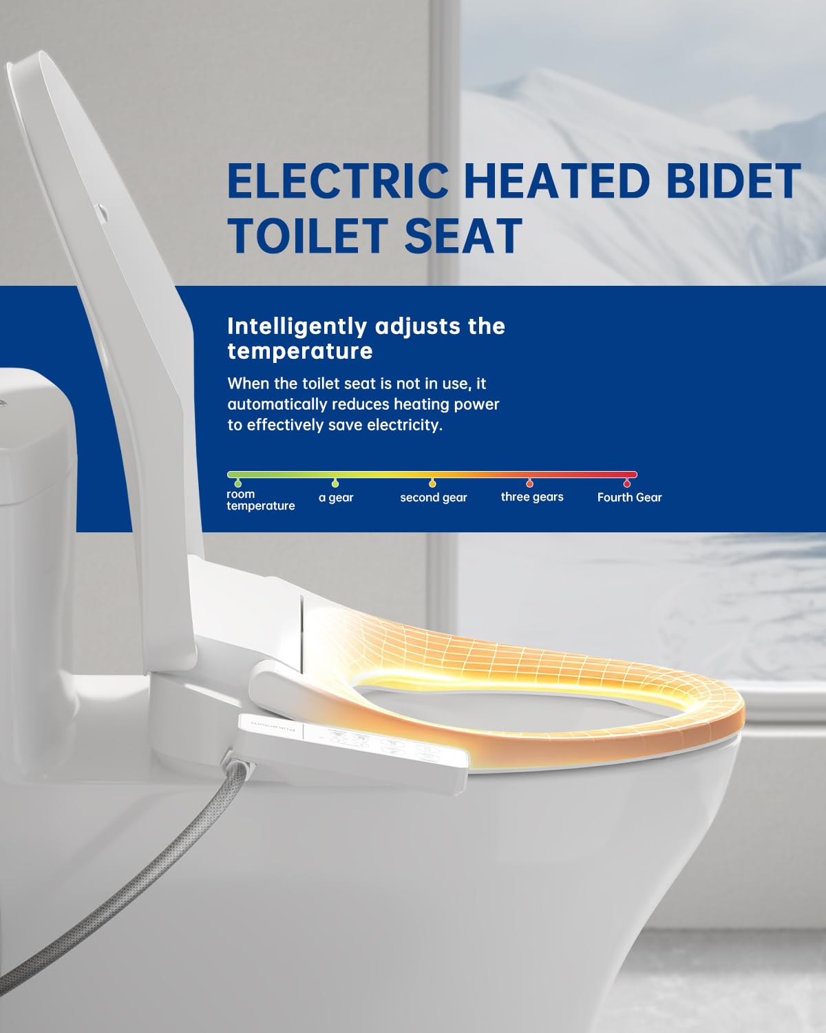 PUKANIUM Heated Smart Toilet Seat with Feminine Wash & Dryer, Elongated Bidet with Adjustable Water Temperature, Pressure & Nozzle Position, Easy Installation & Soft-Close Lid for Modern Bathrooms