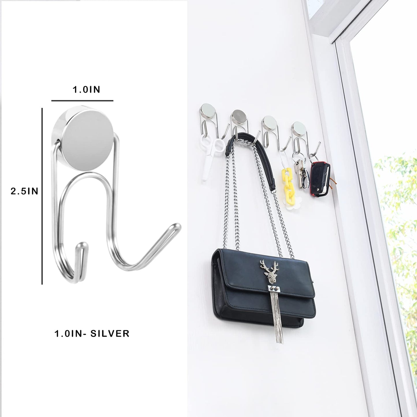 Buelkmag Magnetic Hooks 50Lbs+ 2026 Cruise Essentials Magnet Hook Heavy Duty Magnets Swivel Hanging Hooks for Refrigerator Grill Toolbox Cabins Outdoor 4 Pack（Silver）