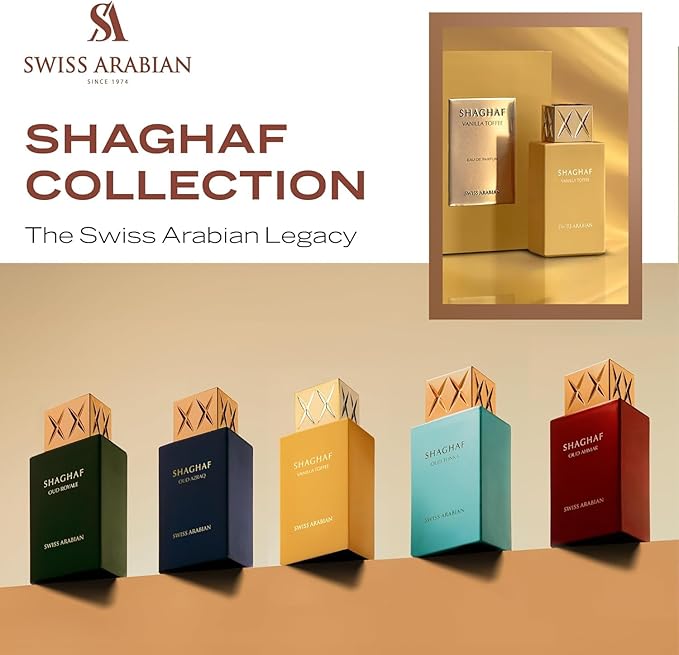 Swiss Arabian Shaghaf Vanilla Toffee - Arabian Perfume for Men and Women - Unisex Eau de Parfum - Dubai Long Lasting Perfume - Travel Size - 2.5 oz