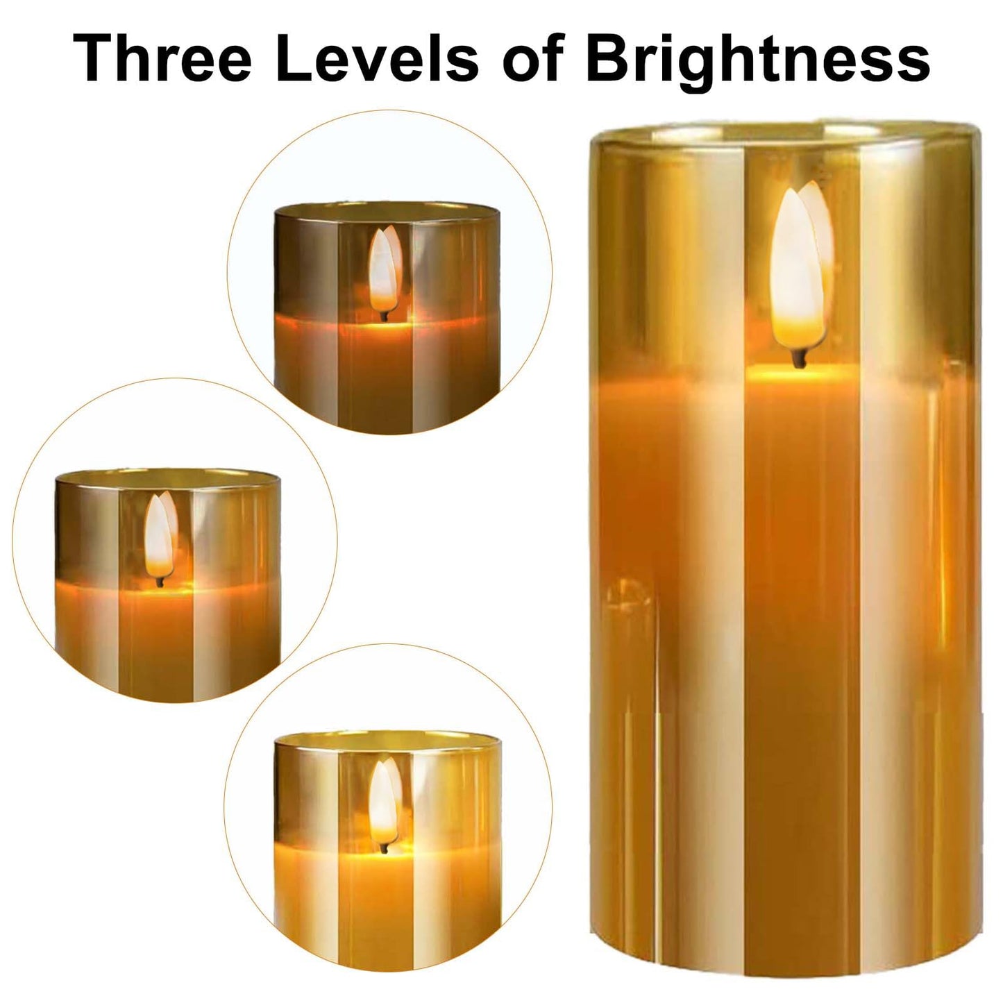 Sudifor Amber Flameless Candles, 5 Pack Battery Operated Candles with Flickering Flame, Large Pillar Candles with 2 Remote and Timer for Party/Hotel/Wedding/Birthday Decoration