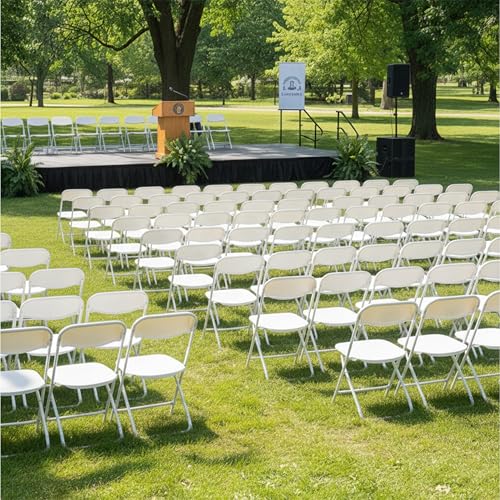 Flash Furniture Hercules Set of 10 Indoor/Outdoor Heavy-Duty Plastic Folding Chairs, Foldable Commercial Stacking Chairs w...