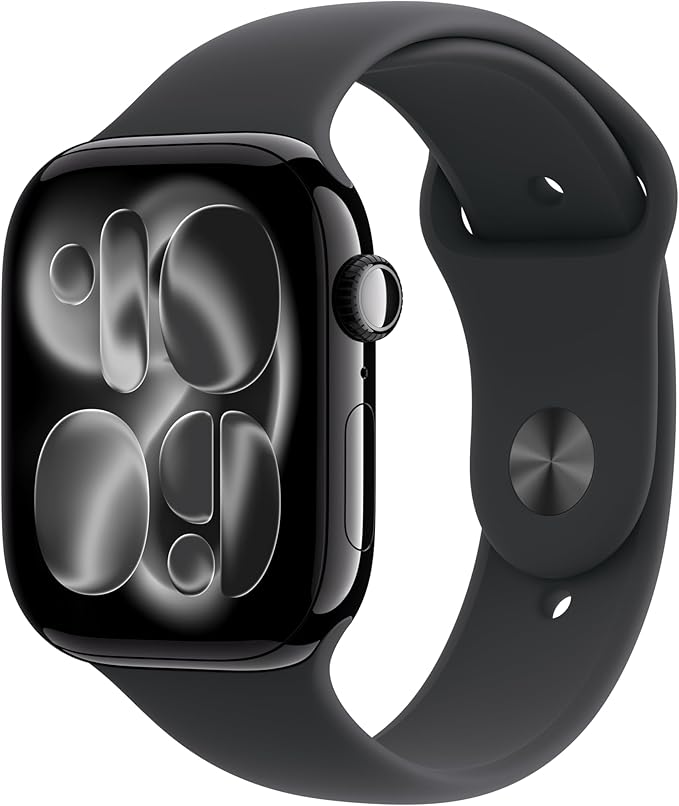 Apple Watch Series 11 [GPS + Cellular 46mm] Smartwatch with Jet Black Aluminum Case with Black Sport Band - M/L. Sleep Sco...