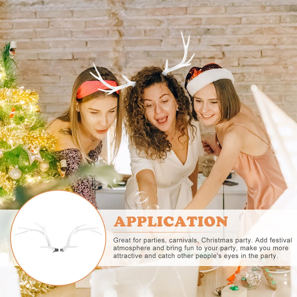 PRETYZOOM 4pcs Christmas Reindeer Antler White Deer Antler for Craft Faux Animal Horn for Headband Hair Pins Making Christmas Handcraft Accessory