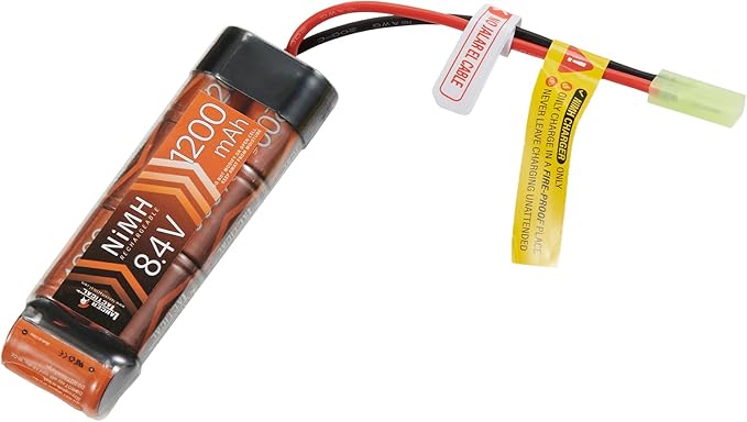 Lancer Tactical Airsoft Battery High Capacity 8.4V NiMH Flat Battery Pack with Mini Tamiya Connector - 1200mAh