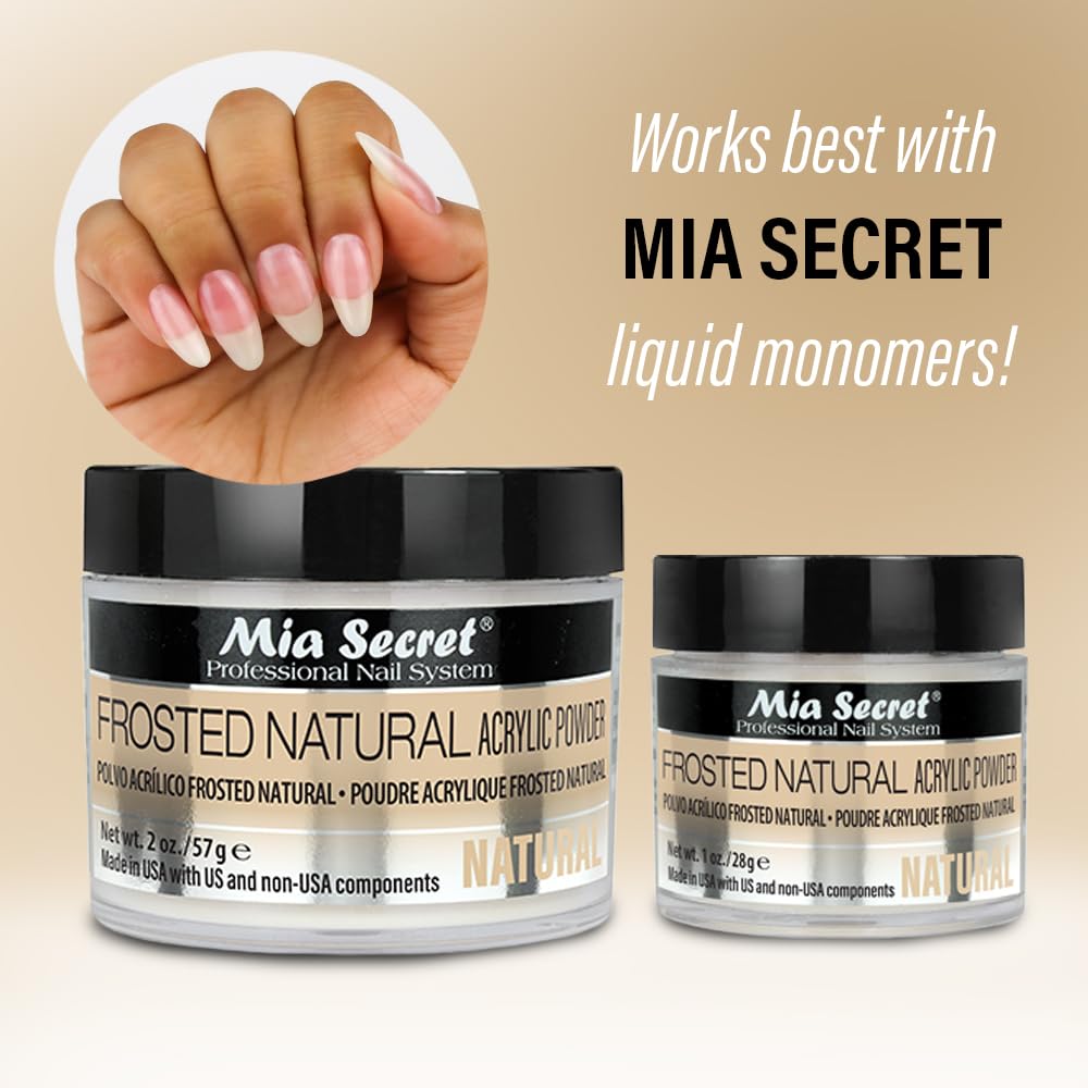 Mia Secret Frosted Natural Acrylic Powder MADE IN USA multiple sizes (1 oz.)