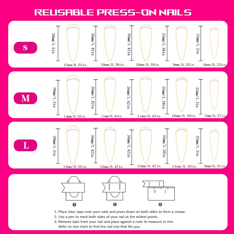 Tmani 10pc/set Long Handmade Press On Nail Hot Girl's Long Nails Ten Kinds of Natural Crystal Stone Decoration Fake Nails Suitable For Girls Festival Parties and Birthday Gift(442,M)