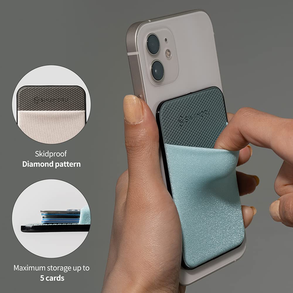 Sinjimoru For Magsafe Wallet Stretchy Lycra Fabric 2600G Secure Magnetic Strength Minimalist Wallet Compatible With Iphone 16 15