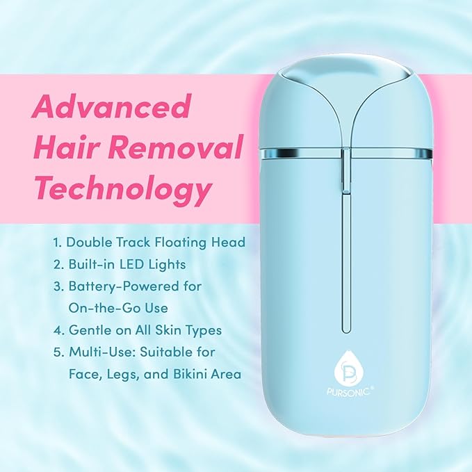 PURSONIC Electric Shaver for Women - Painless Facial Hair Remover, Bikini & Pubic Trimmer, Epilator