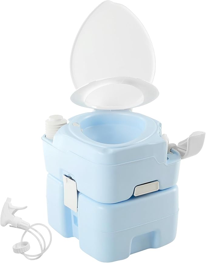 YITAHOME 5.28 Gallon Portable Toilet Camping Porta Potty with Diagonal Enlarged Bowl, Hand Sprayer and Press Flush Pump, S...