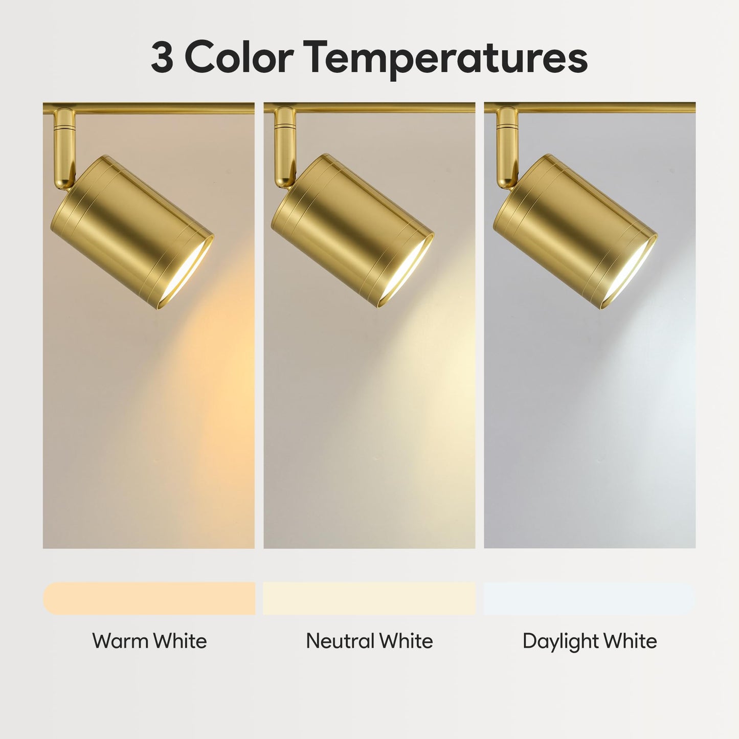 VONLUCE 4 Light Track Light Fixture, LED Track Lighting Kit with Rotatable Heads, 3-Color GU10 Bulbs Included, Modern Ceiling Spotlight for Kitchen Office Closet Studio Bedroom, Gold