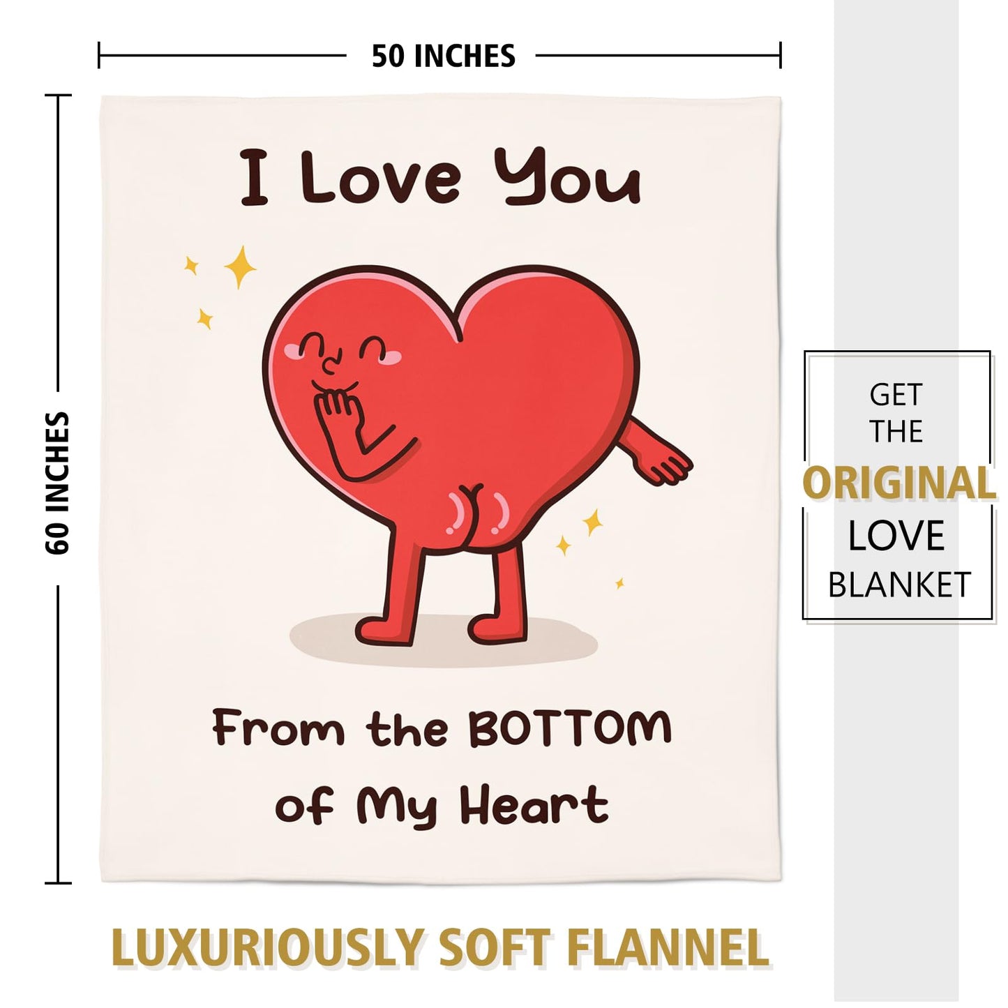 Funny Gifts for Him Her, Anniversary Wedding Birthday Gifts for Boyfriend, Girlfriend, I Love You Heart Blanket for Couple Husband Wife 60" x 50"