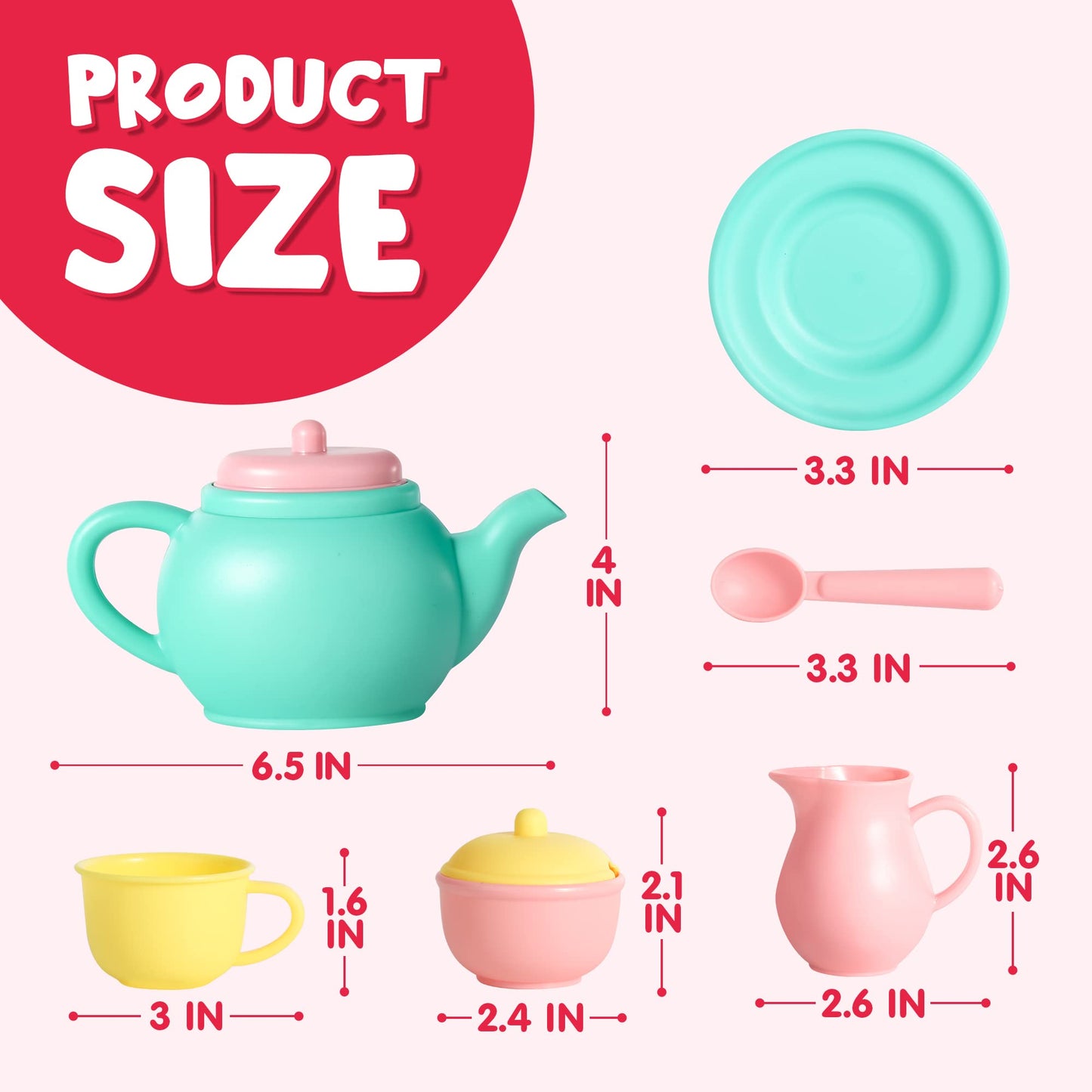JOYIN 18PCS Pretend Role Play Tea Party Set Play Food Accessories BPA Free, Phthalates Free, Plastic Tea Set, Mini Kitchen for Kids, Gifts for Toddler Boys Girls Ages 3 4 5 6 Years Old